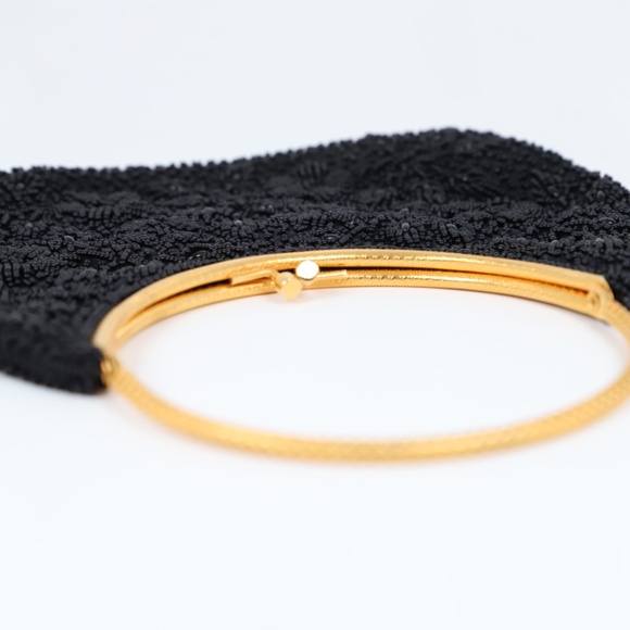 Vintage Goldco Beaded Purse Floral Design, black Beaded Evening Bag, Vtg Handbag - Picture 4 of 6